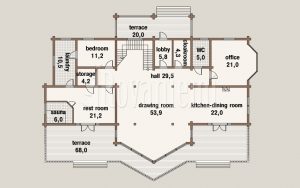 Amber House, project's floor, 1st floor – Rovaniemi Log House