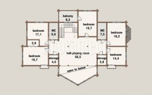 Amber House, project's floor, 2nd floor – Rovaniemi Log House