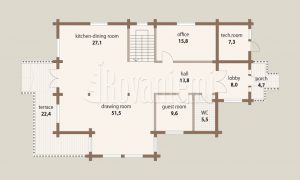 Inspiration – floor plan, 1st floor – Finnish wooden cottage by Rovaniemi Log House