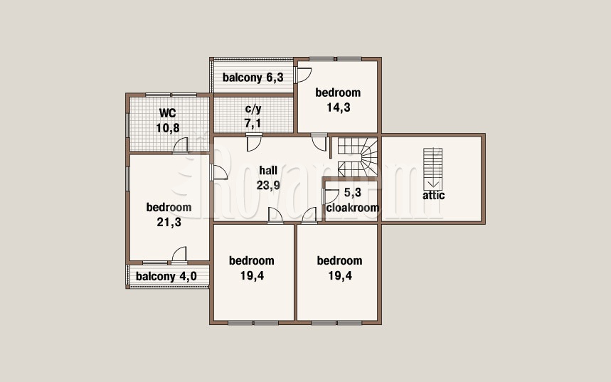 VIlla project's floor plan, 2nd floor – Rovaniemi Log House