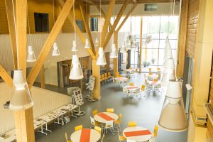 Pudasjärvi Log Campus – Second floor of the lobby.