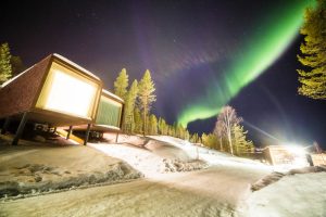 Arctic TreeHouse Hotel in winter.