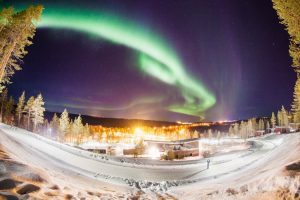 Arctic TreeHouse Hotel under the light of Auroras.